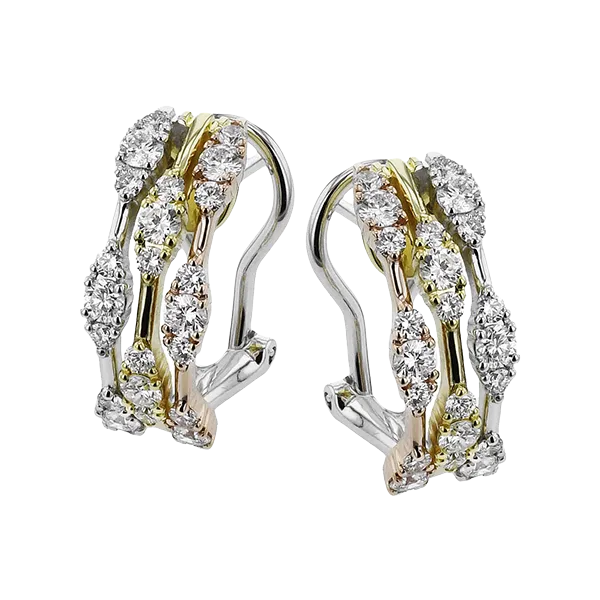 Three-Tone Diamond Earrings Aires Jewelers Morris Plains, NJ