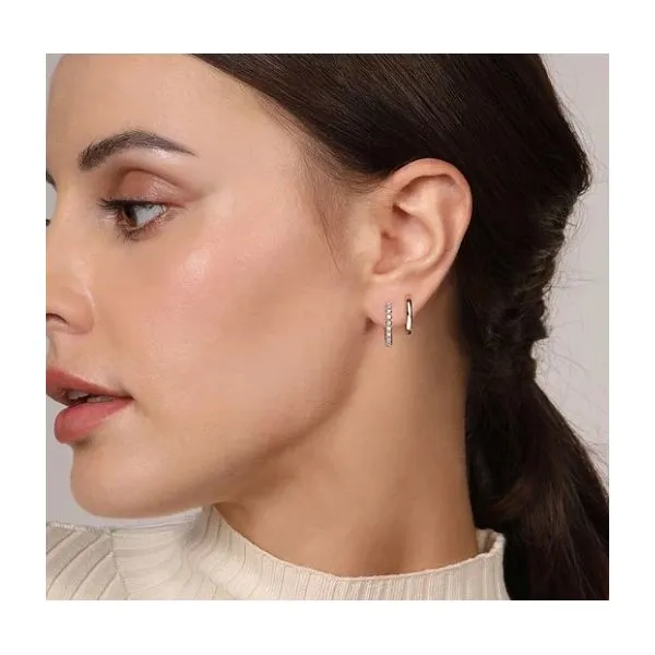 Gabriel & Co Diamond Double Huggie Hoop Earrings Image 2 Aires Jewelers Morris Plains, NJ