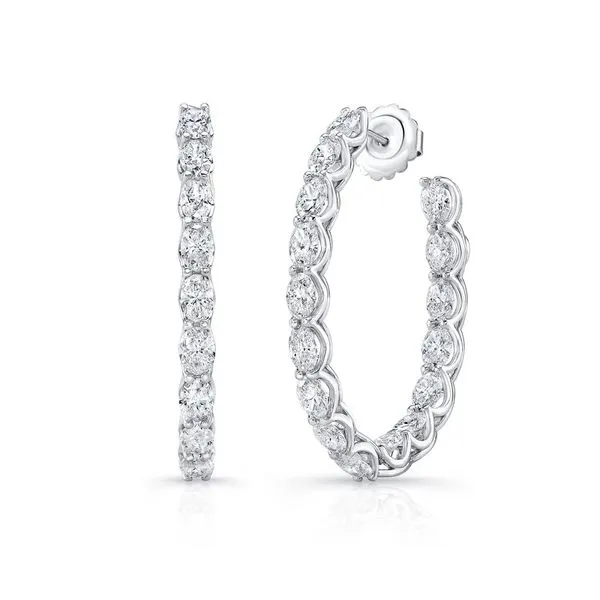 Uneek Oval Diamond Hoop Earrings Aires Jewelers Morris Plains, NJ