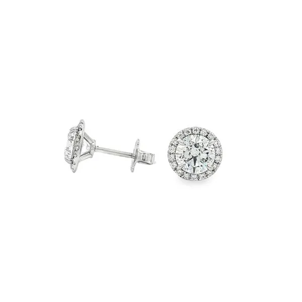 Aires Diamond Halo Stud Earrings Image 2 Aires Jewelers Morris Plains, NJ