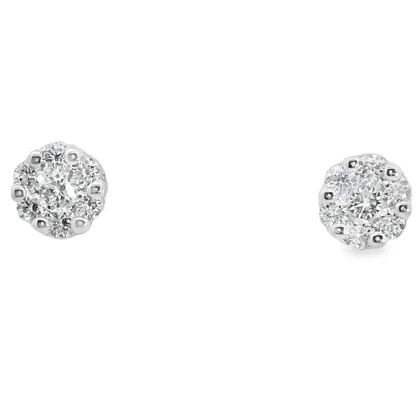 Diamond Cluster Stud Earrings Image 2 Aires Jewelers Morris Plains, NJ