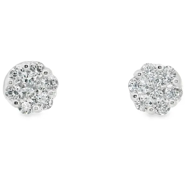 Diamond Cluster Stud Earrings Image 2 Aires Jewelers Morris Plains, NJ