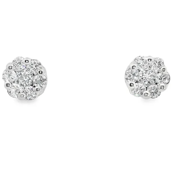 Diamond Cluster Stud Earrings Image 2 Aires Jewelers Morris Plains, NJ