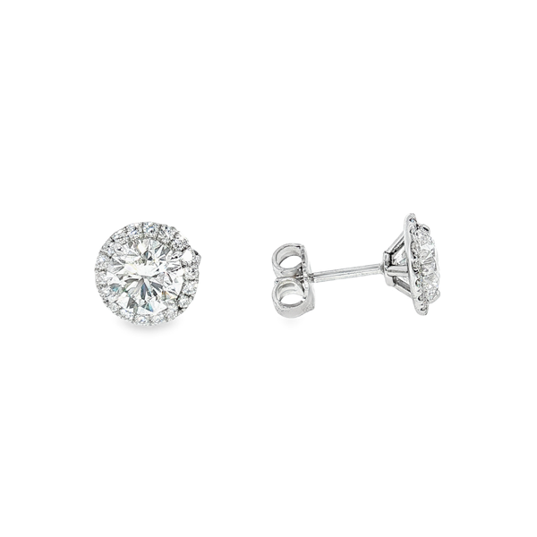 Aires Diamond Halo Stud Earrings Image 2 Aires Jewelers Morris Plains, NJ