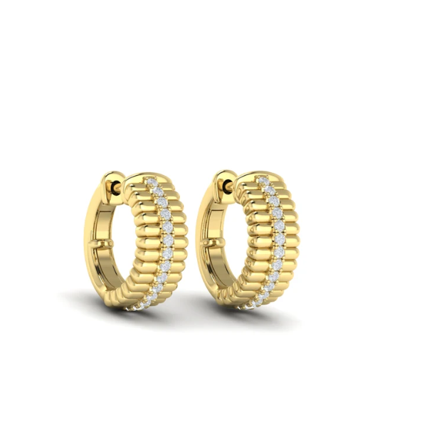 Vlora Fluted Huggie Earrings with Center Diamonds Aires Jewelers Morris Plains, NJ