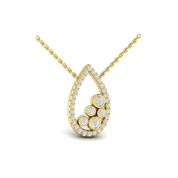 Vlora Pavé Pear Shaped and Bezel Set Diamond Pendant Necklace Aires Jewelers Morris Plains, NJ