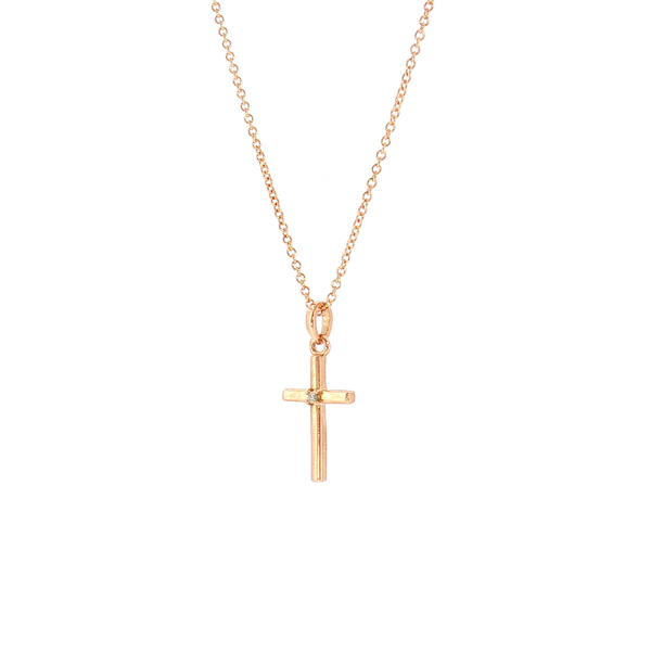 Rose Gold Cross Necklace Image 3 Aires Jewelers Morris Plains, NJ