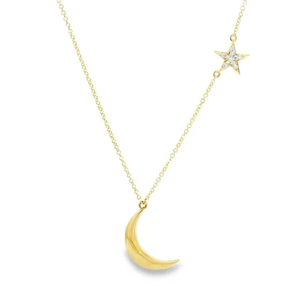 Aires Diamond Star + Moon Necklace Aires Jewelers Morris Plains, NJ