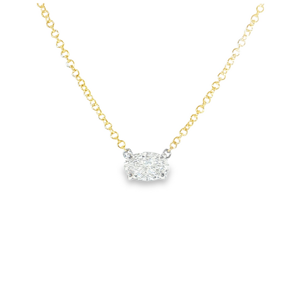 Aires Oval Diamond Solitaire Necklace Image 2 Aires Jewelers Morris Plains, NJ