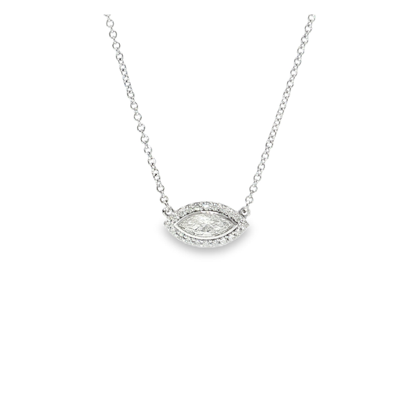 Aires Marquise Diamond Halo Necklace Aires Jewelers Morris Plains, NJ