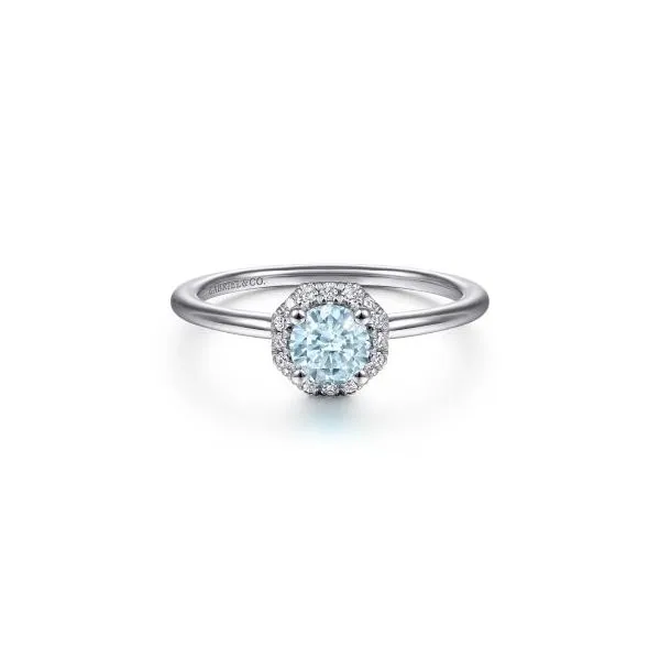 Gabriel & Co Diamond and Aquamarine Ring Aires Jewelers Morris Plains, NJ