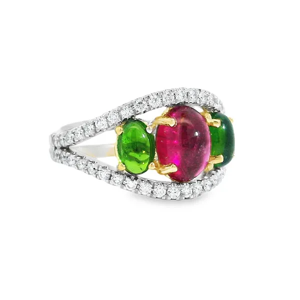 Aires Signature Diamond Tourmaline and Chrome Diopside Ring Image 2 Aires Jewelers Morris Plains, NJ