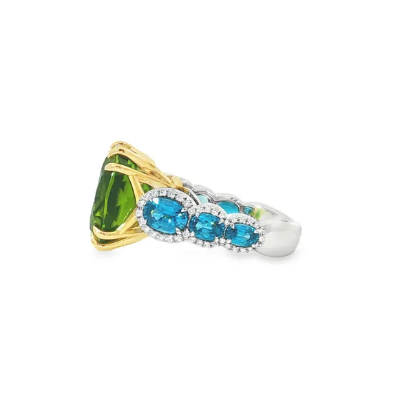 Aires Signature Peridot Blue Zircon and Diamond Ring Image 2 Aires Jewelers Morris Plains, NJ