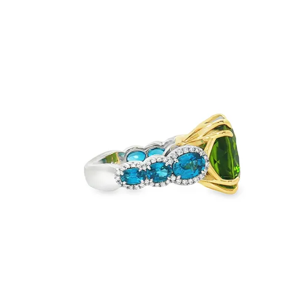 Aires Signature Peridot Blue Zircon and Diamond Ring Image 3 Aires Jewelers Morris Plains, NJ