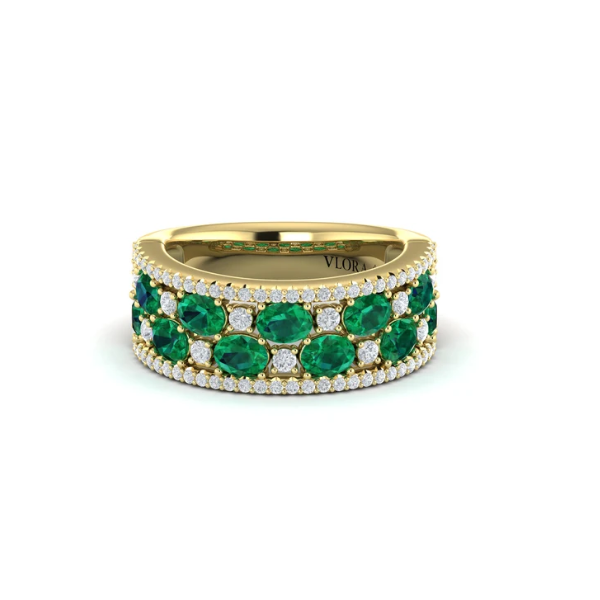 Multi Diamond and Emerald Statement Ring Aires Jewelers Morris Plains, NJ