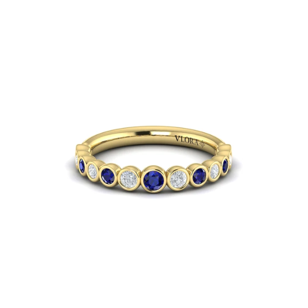 Diamond and Sapphire Bezel Set Ring 6.5 Aires Jewelers Morris Plains, NJ