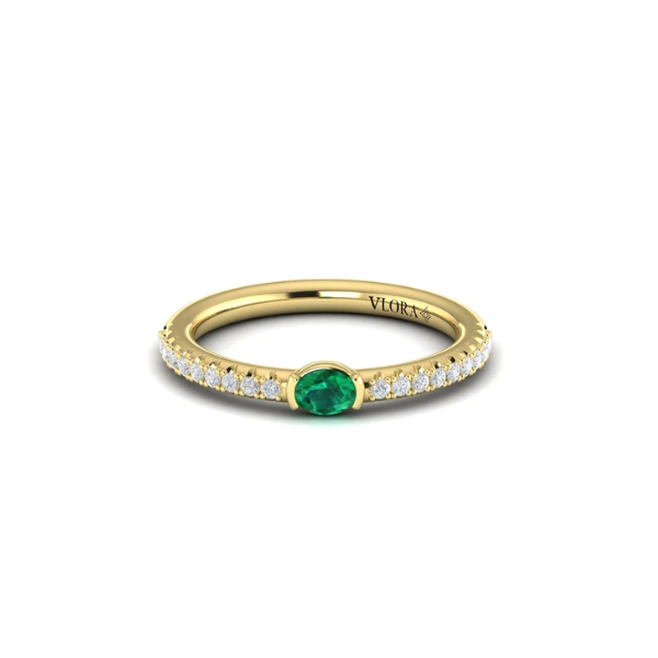 Diamond and Oval Emerald Centerstone Ring Aires Jewelers Morris Plains, NJ