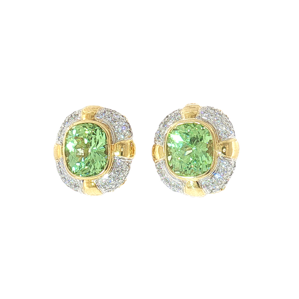 Aires Signature Two Tone Diamond and Green Garnet Earrings Image 3 Aires Jewelers Morris Plains, NJ