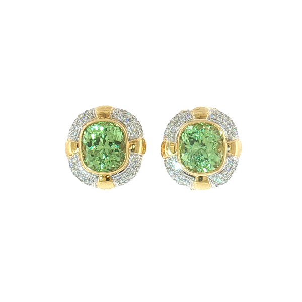 Aires Signature Two Tone Diamond and Green Garnet Earrings Aires Jewelers Morris Plains, NJ