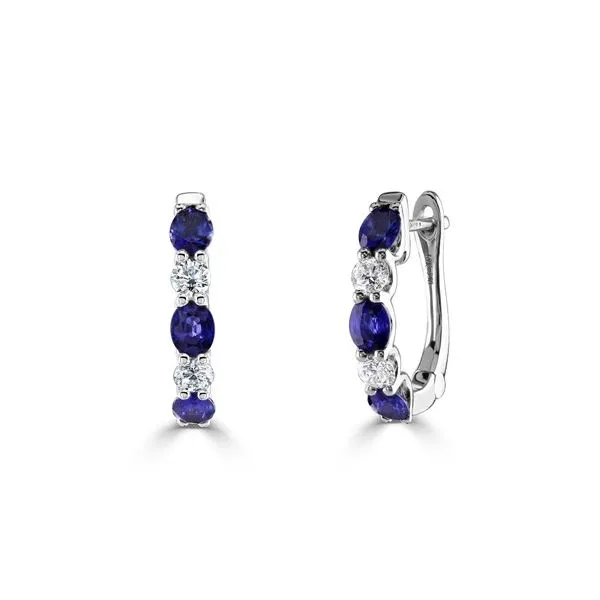 Sapphire and Diamond Hoop Earrings Aires Jewelers Morris Plains, NJ