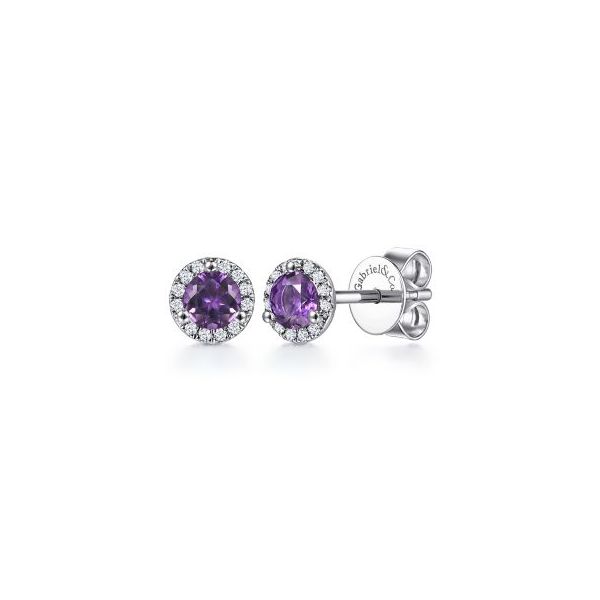 Gabriel & Co Diamond and Amethyst Earrings Aires Jewelers Morris Plains, NJ