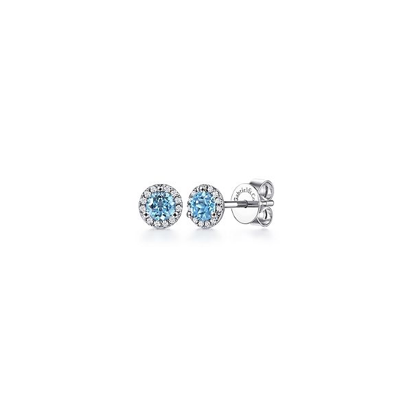 Gabriel & Co Diamond and Blue Topaz Earrings Aires Jewelers Morris Plains, NJ