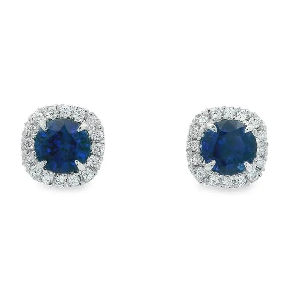 Aires Diamond and Sapphire Stud Earrings Aires Jewelers Morris Plains, NJ