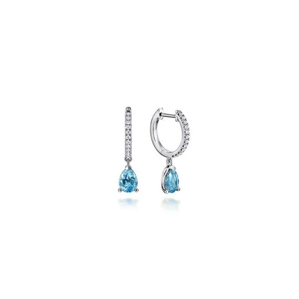 Gabriel & Co Diamond and Blue Topaz Earings Aires Jewelers Morris Plains, NJ