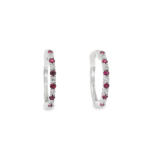 Diamond and Sapphire Hoop Earrings Aires Jewelers Morris Plains, NJ