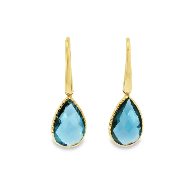 Gold Blue Topaz Drop Earrings Aires Jewelers Morris Plains, NJ