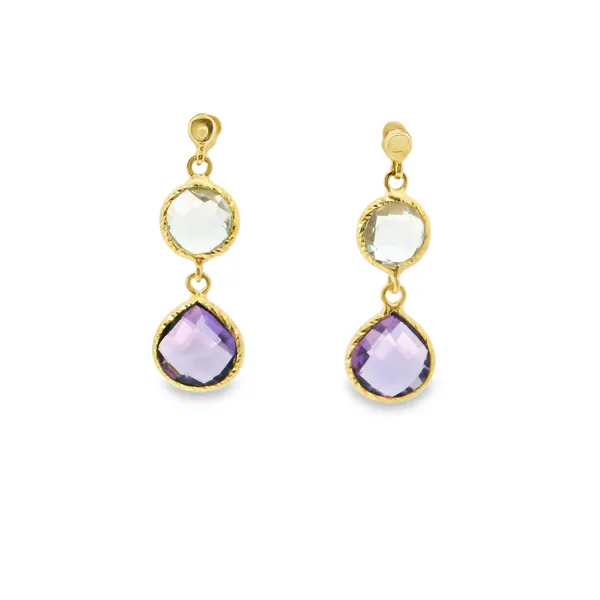 Gold Blue Topaz and Amethyst Earrings Aires Jewelers Morris Plains, NJ