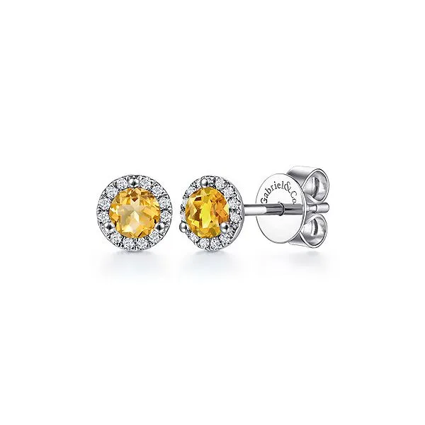 Gabriel & Co Citrine and Diamond Earrings Aires Jewelers Morris Plains, NJ