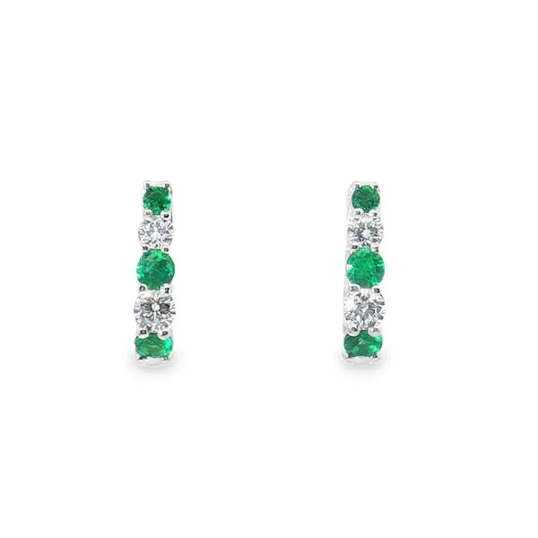 Aires Diamond and Emerald Huggie Hoop Earrings Aires Jewelers Morris Plains, NJ