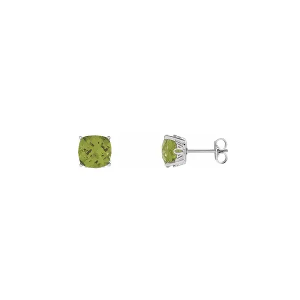 Peridot Cushion Studs Aires Jewelers Morris Plains, NJ