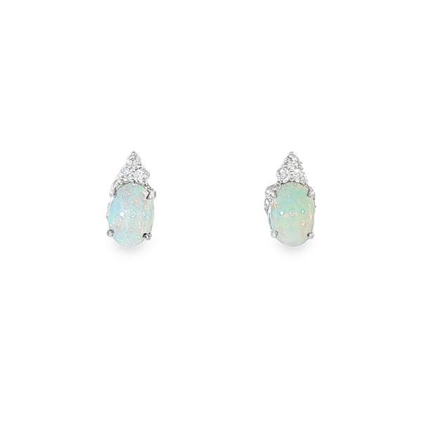 Aires Opal and Diamond Stud Earrings Aires Jewelers Morris Plains, NJ