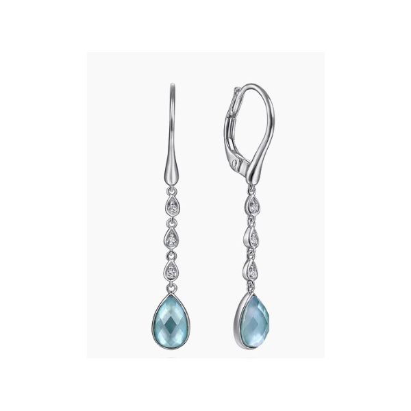 Gabriel & Co Silver Rock Crystal/White MOP/Green Onyx Drop Earrings Aires Jewelers Morris Plains, NJ