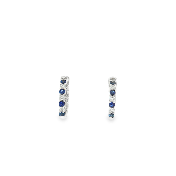 Aires Diamond and Sapphire Huggie Hoops Aires Jewelers Morris Plains, NJ