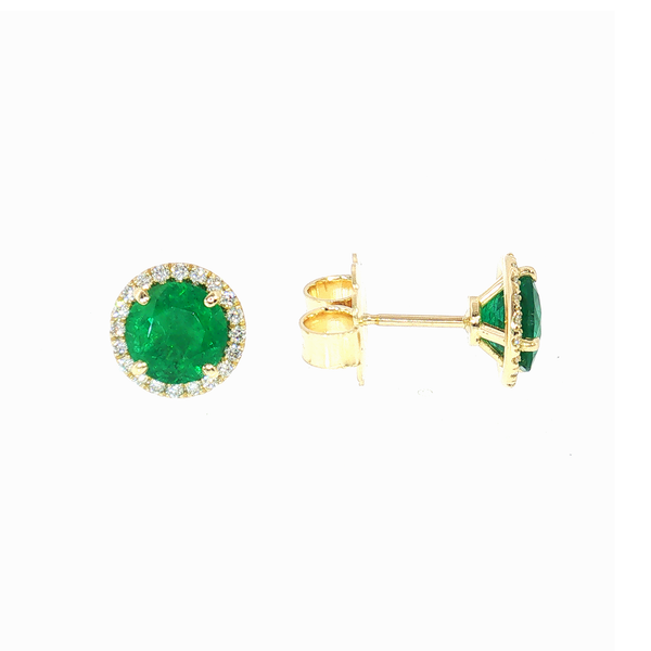 Aires Diamond and Emerald Earrings Image 2 Aires Jewelers Morris Plains, NJ