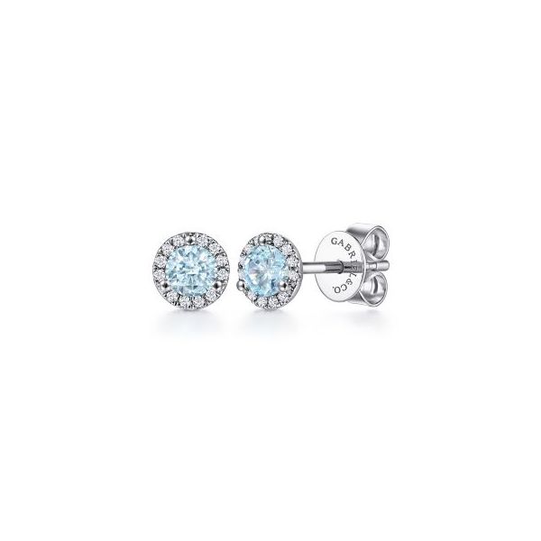Gabriel & Co Aquamarine and Diamond Earrings Aires Jewelers Morris Plains, NJ