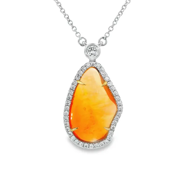 Aires Signature Fire Opal and Diamond Necklace Aires Jewelers Morris Plains, NJ