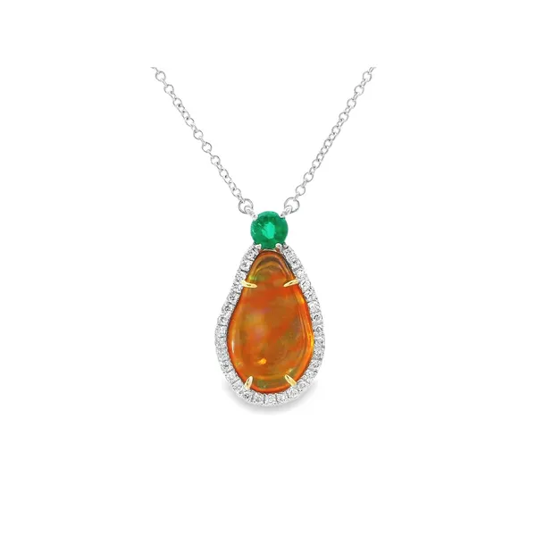 Aires Signature Opal, Emerald and Diamond Pendant Aires Jewelers Morris Plains, NJ