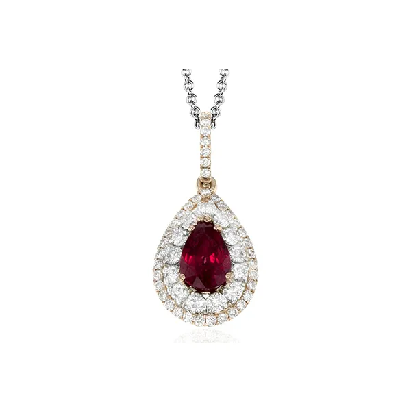 Simon G Diamond and Ruby Pendant Aires Jewelers Morris Plains, NJ