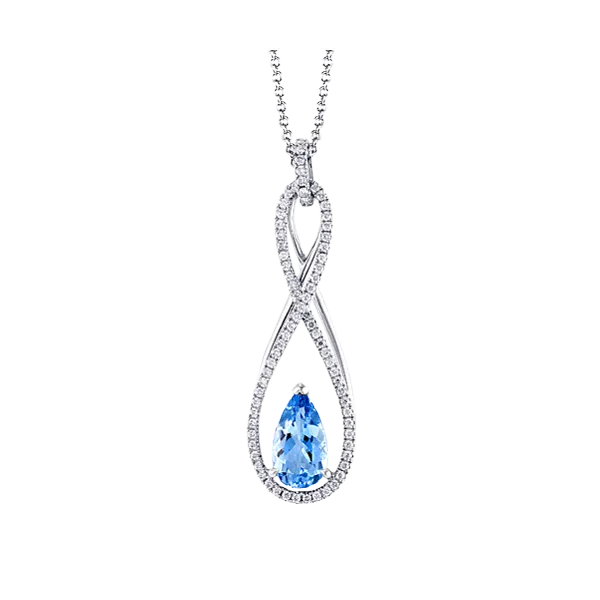 Simon G Diamond and Aquamarine Pendant Aires Jewelers Morris Plains, NJ