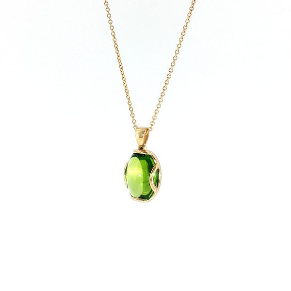 Aires Peridot Cabochon Pendant Image 2 Aires Jewelers Morris Plains, NJ