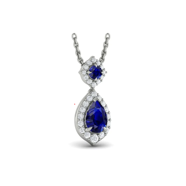 Tear Drop Sapphire and Diamond Pendant Aires Jewelers Morris Plains, NJ