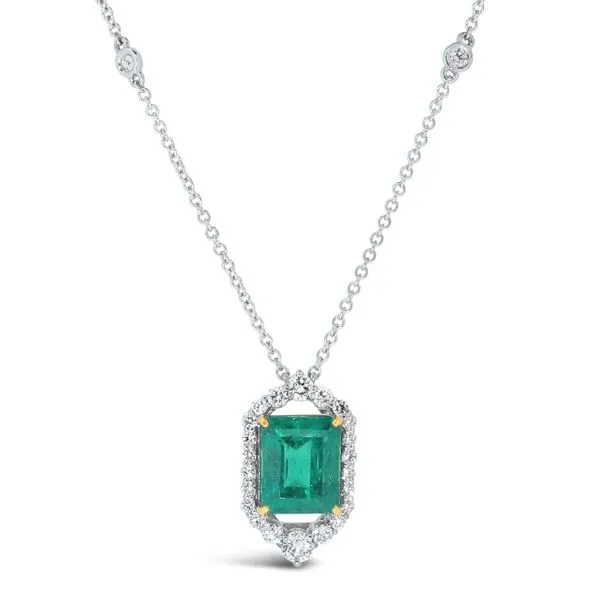 Aires Signature Emerald and Diamond Pendant Aires Jewelers Morris Plains, NJ