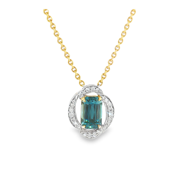Aires Signature Blue Zircon and Diamond Pendant Aires Jewelers Morris Plains, NJ