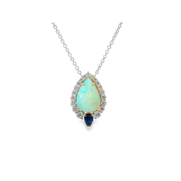 Aires Signature Opal Sapphire and Diamond Necklace Image 2 Aires Jewelers Morris Plains, NJ