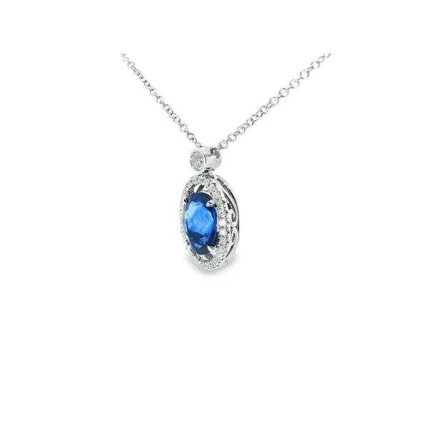 Aires Sapphire and Diamond Halo Image 3 Aires Jewelers Morris Plains, NJ
