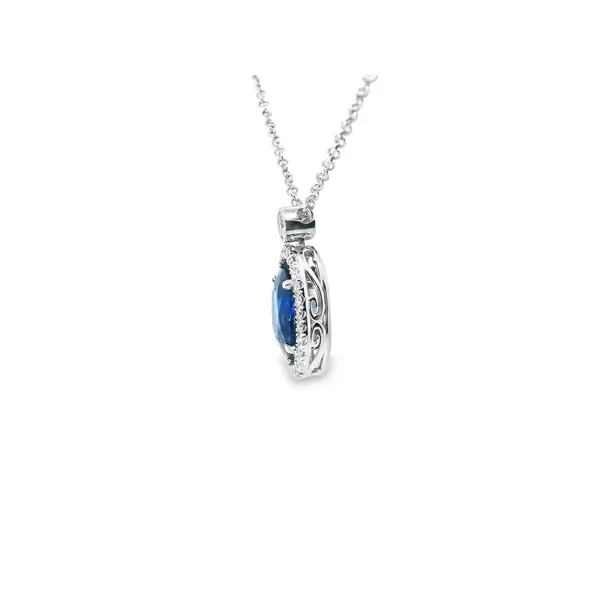 Aires Sapphire and Diamond Halo Image 4 Aires Jewelers Morris Plains, NJ
